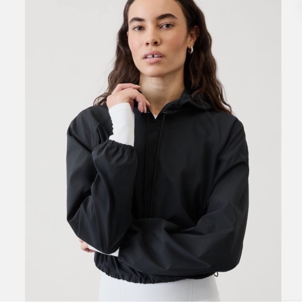 New Athleta Black Midday Cropped Women's Hoodie Sweatshirt